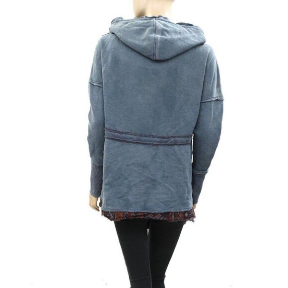 Free People We The Free Ritual Cardigan Top Hoodie Blue Oversized XS NWT - Picture 9 of 9